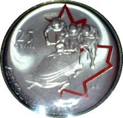 25 Cents - Elizabeth II Bobsleigh; colored reverse image