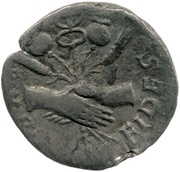 Denarius - Domitian FIDES PVBL, Rome, 76 reverse image
