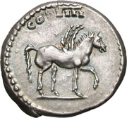 Denarius - Domitian COS IIII; Pegasus, Rome, 76-77 reverse image