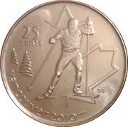 25 Cents - Elizabeth II Cross Country Skiing, Canada, 2009 reverse image