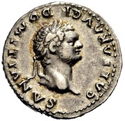 Denarius - Domitian COS V; Romulus and Remus obverse image