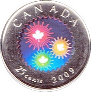 25 Cents - Elizabeth II Congratulations, Canada, 2009 reverse image