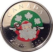 25 Cents - Elizabeth II Holiday, Canada, 2009 reverse image