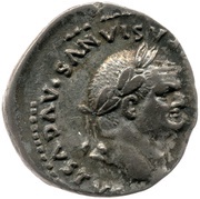 Denarius - Vespasian EX S C; Victory obverse image