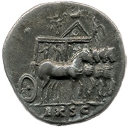 Denarius - Vespasian EX S C; Victory, Rome, 80-81 reverse image