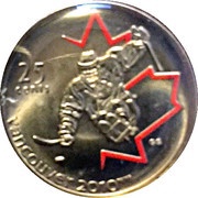 25 Cents - Elizabeth II Sledge Hockey; colored, Canada, 2009 reverse image