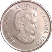 25 Cents - Elizabeth II Men's Ice Hockey; Coloured obverse image