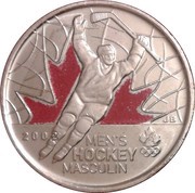 25 Cents - Elizabeth II Men's Ice Hockey; Coloured, Canada, 2009 reverse image