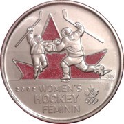 25 Cents - Elizabeth II Women's Ice Hockey; colored, Canada, 2009 reverse image