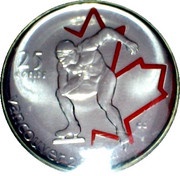 25 Cents - Elizabeth II Speed Skating; colored, Canada, 2009 reverse image