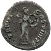 Denarius - Domitian TR POT COS VIIII P P; Minerva, Rome, 83 reverse image