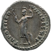 Denarius - Domitian TR POT II COS VIIII DES X P P; Minerva, Rome, 83 reverse image