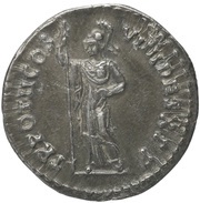 Denarius - Domitian TR POT II COS VIIII DES X P P; Minerva, Rome, 83 reverse image