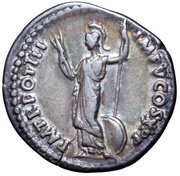 Denarius - Domitian P M TR POT III IMP V COS X P P; Minerva, Rome, 84 reverse image