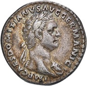 Denarius - Domitian P M TR POT III IMP V COS X P P; Minerva obverse image
