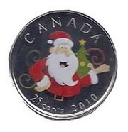 25 Cents - Elizabeth II Santa Claus, Canada, 2010 reverse image