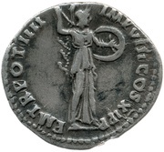 Denarius - Domitian P M TR POT IIII IMP VIII COS XI P P; Minerva, Rome, 85 reverse image