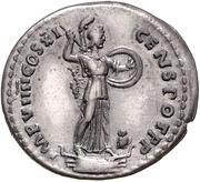 Denarius - Domitian IMP VIIII COS XI CENS POT P P; Minerva, Rome, 85 reverse image