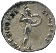 Denarius - Domitian IMP XI COS XI CENS P P P; Minerva, Rome, 85 reverse image