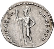 Denarius - Domitian IMP XII COS XII CENS P P P; Minerva, Rome, 86 reverse image