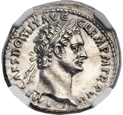Denarius - Domitian IMP XIIII COS XIII CENS P P P; Minerva obverse image