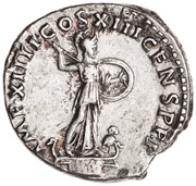 Denarius - Domitian IMP XIIII COS XIII CENS P P P; Minerva, Rome, 87 reverse image