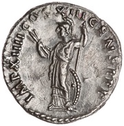 Denarius - Domitian IMP XIIII COS XIII CENS P P P; Minerva, Rome, 87 reverse image