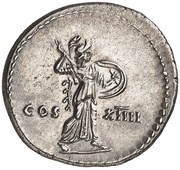 Denarius - Domitian COS XIIII; Minerva, Rome, 88 reverse image