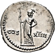 Denarius - Domitian COS XIIII; Minerva, Rome, 88 reverse image