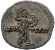 Denarius - Domitian CENS PER P P; Minerva, Rome, 88 reverse image