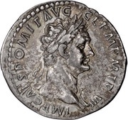 Denarius - Domitian IMP XIIII COS XIIII CENS P P P; Minerva obverse image
