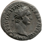 Denarius - Domitian IMP XV COS XIIII CENS P P P; Minerva obverse image