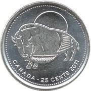 25 Cents - Elizabeth II Wood Bison, Canada, 2011 reverse image