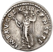 Denarius - Domitian IMP XVI COS XIIII CENS P P P; Minerva, Rome, 88-89 reverse image