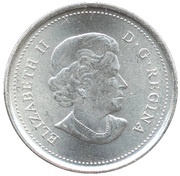 25 Cents - Elizabeth II Wood Bison; colored obverse image