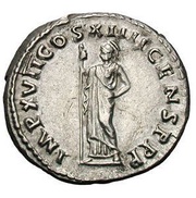 Denarius - Domitian IMP XVII COS XIIII CENS P P P; Minerva, Rome, 88-89 reverse image