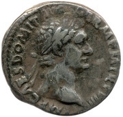 Denarius - Domitian IMP XVIII COS XIIII CENS P P P; Minerva obverse image