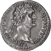 Denarius - Domitian IMP XVIII COS XIIII CENS P P P; Minerva obverse image