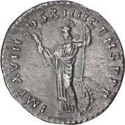 Denarius - Domitian IMP XVIII COS XIIII CENS P P P; Minerva, Rome, 88-89 reverse image