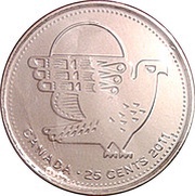 25 Cents - Elizabeth II Peregrine Falcon, Canada, 2011 reverse image