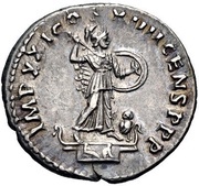 Denarius - Domitian IMP XXI COS XIIII CENS P P P; Minerva, Rome, 89 reverse image