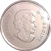 25 Cents - Elizabeth II Peregrine Falcon; colored obverse image