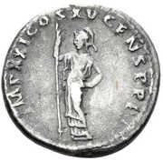 Denarius - Domitian IMP XXI COS XV CENS P P P; Minerva, Rome, 90 reverse image