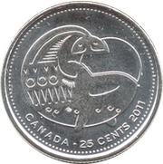 25 Cents - Elizabeth II Orca, Canada, 2011 reverse image