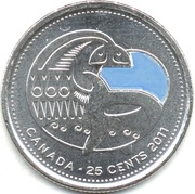 25 Cents - Elizabeth II Orca; colored, Canada, 2011 reverse image