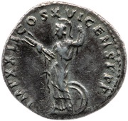 Denarius - Domitian IMP XXII COS XVI CENS P P P; Minerva, Rome, 92 reverse image