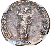 Denarius - Domitian IMP XXII COS XVI CENS P P P; Minerva, Rome, 92-93 reverse image