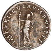 Denarius - Domitian IMP XXII COS XVI CENS P P P; Minerva, Rome, 93-94 reverse image