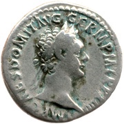 Denarius - Domitian IMP XXII COS XVI CENS P P P; Minerva obverse image