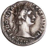 Denarius - Domitian IMP XXII COS XVII CENS P P P; Minerva obverse image